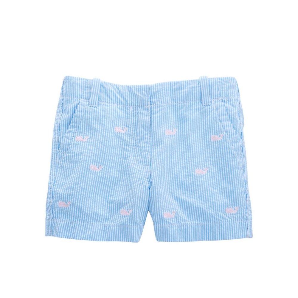 Vineyard Vines Girls Seersucker Cotton Shorts - Whale
